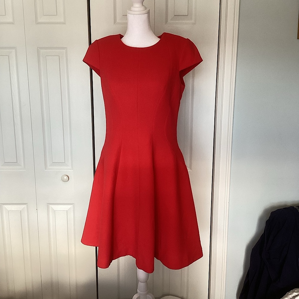 Eliza J, Red fit and flair dress with cap sleeves, sz 6